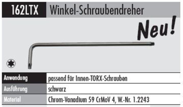 Winkel-Schraubendreher für Innen-TORX-Schrauben lange Ausführung