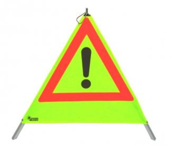 NESTLE Warnpyramide 70cm WAPY 70RG, leichtes Gest. mit Mittelfuß Folie retro gelb, Ausrufezeichen VZ101