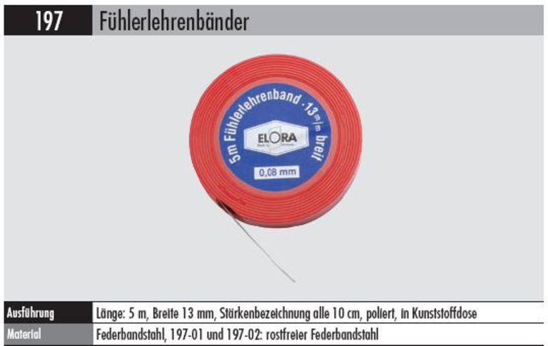 Fühlerlehrenband  197-   0,40  MM  Federbandstahl