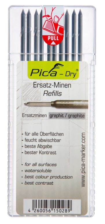 Pica Dry Ersatzminen Etui, wasserlöslich,  10 Graphitminen