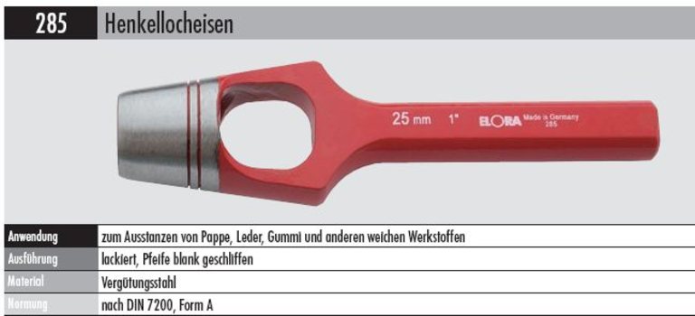 Henkellocheisen   285-19  mm 210 g - Durchmesser: 19 mm,  Länge: 145 mm