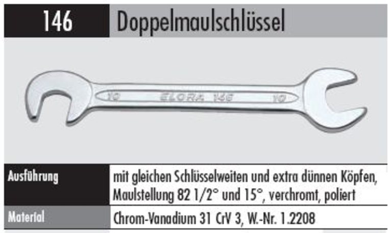 Doppelmaulschlüssel 146 5/32X5/32 AF mit extra dünnen Köpfen