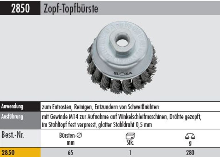 Zopf-Topfbürste  2850       65 mm