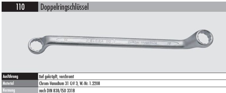 Ringschlüssel - 110 9/16X5/8   AF  tief gekröpft, verchromt