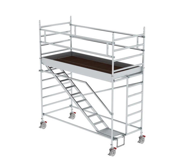 Rollgerüst 1,35 x 3,0 m mit Schrägaufstiegen Plattformhöhe 2,35 m  Rollgerüst 1,35 x 3,0 m mit Schrägaufstiegen Plattformhöhe 2,35 m