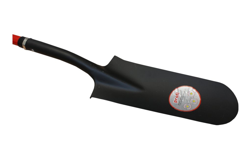 Drainagespaten mit Fiberglasstiel, 1,74 mm Dicke, lange Dülle, mit Tritt, Blattmaße: 380 x 150 mm