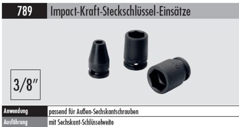 Steckschlüssel-Einsatz Impact-Kraft - 789- 6 mm 3/8 "    3/8 " Antrieb