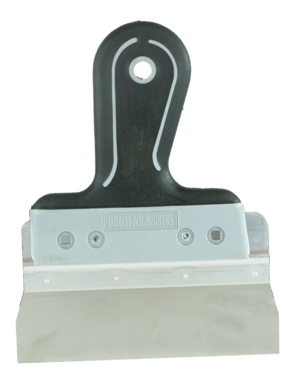 Flächenspachtel rostfrei, mit Kunststoffheft, 380 mm rostfrei, mit schwarzem Kunststoffheft