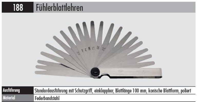 Fühlerblattlehren  188- 11Z      .0015-.025 " Federbandstahl