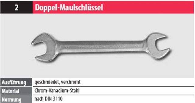 Doppel - Maulschlüssel  geschmiedet,  verchromt