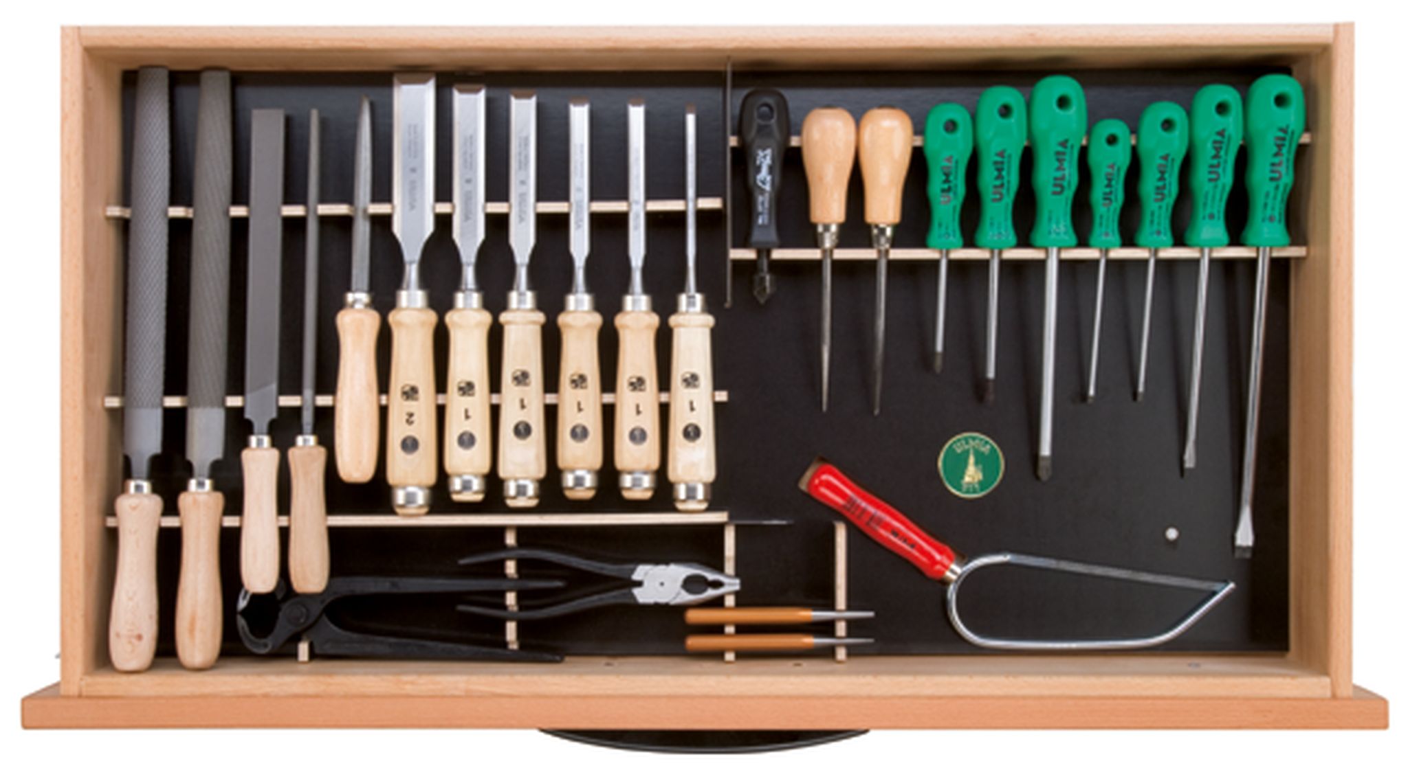 Ulmia Werkzeugsatz 316 mit Halterungen für Unterbauschrank ohne Unterbauschrank