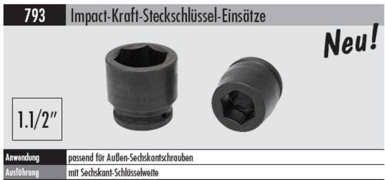 Impact-Kraft-Steckschlüssel-Einsatz  1 1/2 " Antrieb für Außen-Sechskantschrauben Impact-Kraft-Steckschlüssel-Einsatz  1 1/2 " Antrieb für Außen-Sechskantschrauben