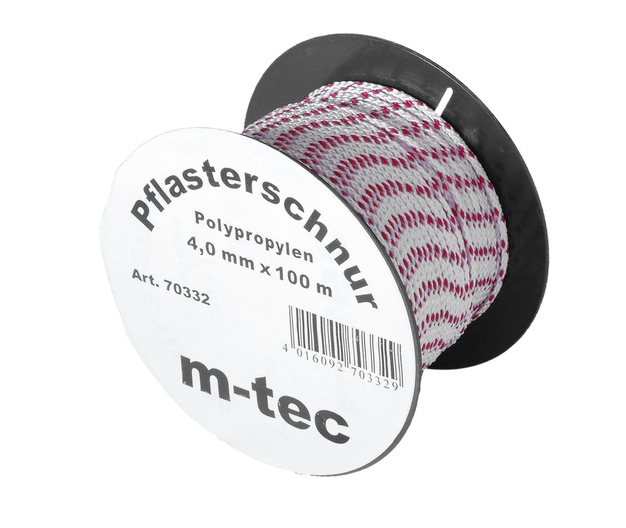 MMXX Pflasterschnur 100 m Rolle, 2,0 mm, weiß/rot, Polypropylen