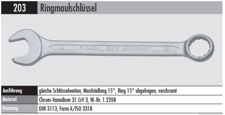 Ringmaulschlüssel  203 5/16  AF gleiche Schlüsselweite, Ring abgebogen
