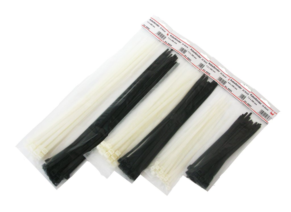 Kabelbinder 7,2 x 300 mm, weiß, 25er Pack 