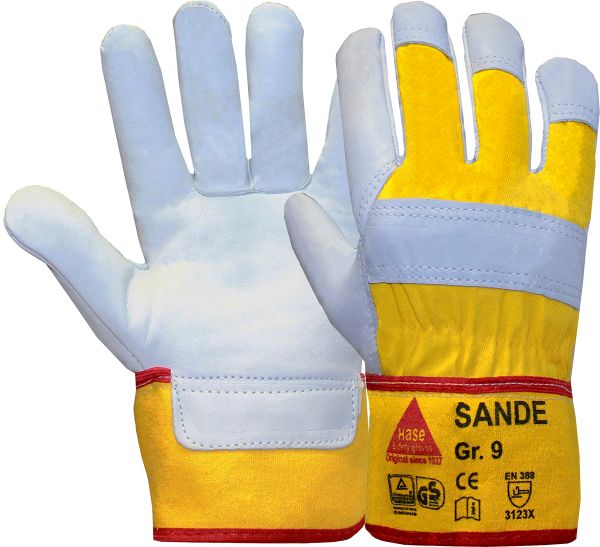 Arbeitshandschuh Sande  Gr. 9, 5-Fg.-Sicherheitshandschuhe aus Rindvollleder 