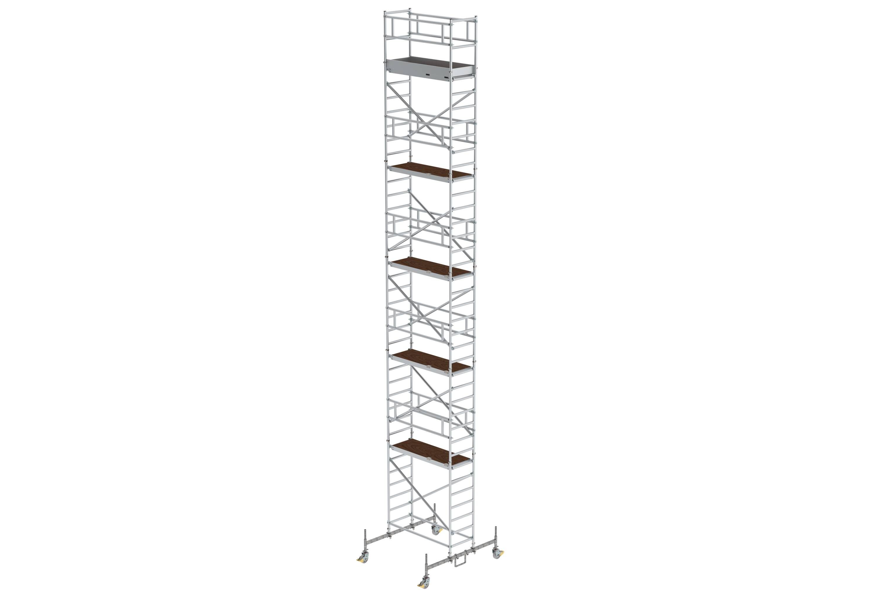 Rollgerüst 0,75 x 1,80 m mit Fahrbalken Plattformhöhe 10,45 m Arbeitshöhe bis ca. 12,50 m, Gerüstgröße 0,75 m x 1,80 m