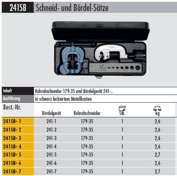 Schneid-und Bördel-Satz   241 SB-1        Bördelgeräte mit Rohrabschneider