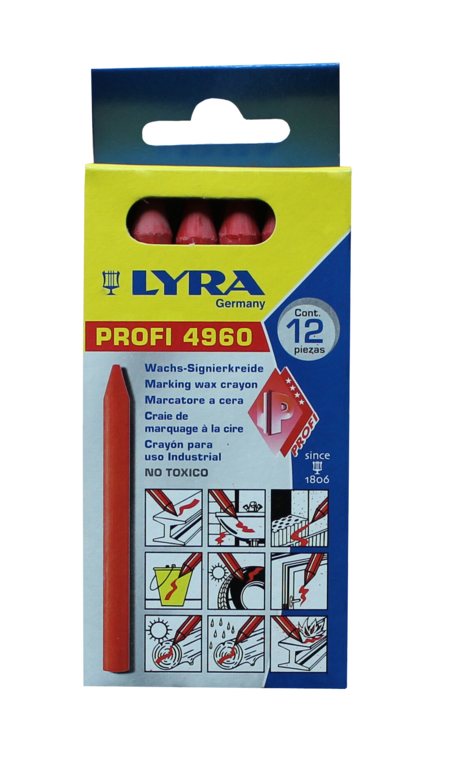 LYRA Ölsignierkreide, rund, 8,5 x 100 mm, rot, 12er Pack