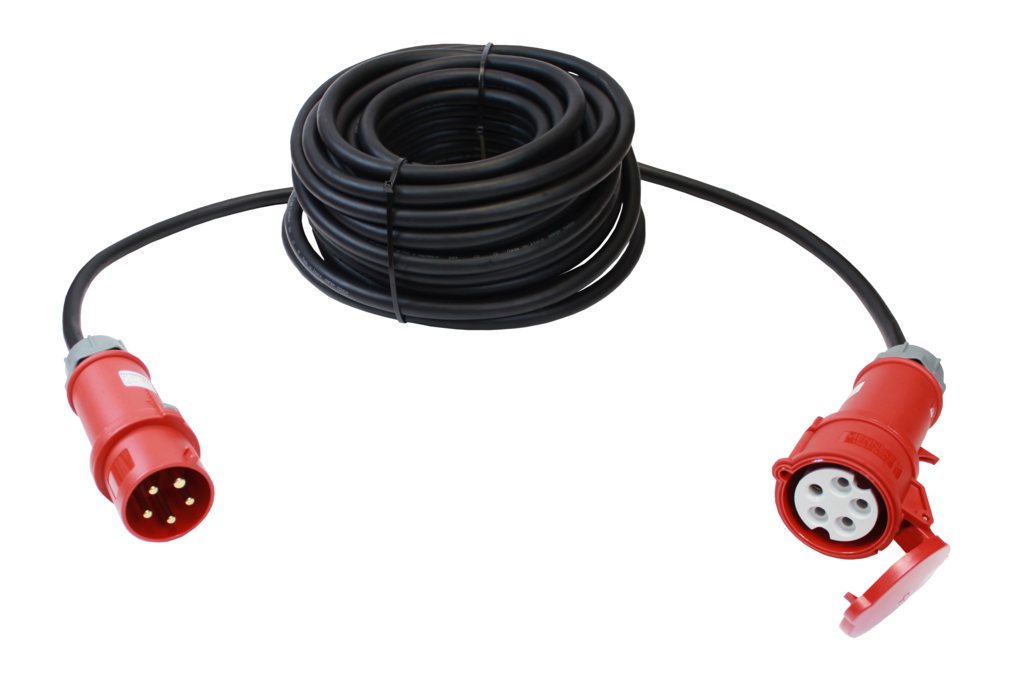 Verlängerungskabel, CEE 32 A, 5-polig, schwarz 25 m, H07RN-F 5G4, Phasenwendestecker Verlängerungskabel, CEE 32 A, 5-polig, schwarz 25 m, H07RN-F 5G4, Phasenwendestecker