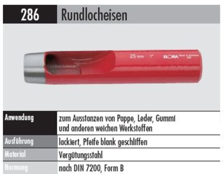 Rundlocheisen   286- 9   MM   100 G