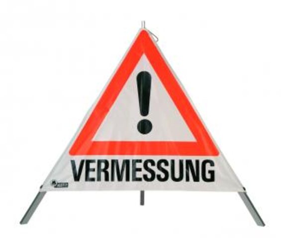 NESTLE Warnpyramide 90cm WAPY 90, leichtes Gest. mit Mittelfuß Folie weiß, Ausrufezeichen VZ101 