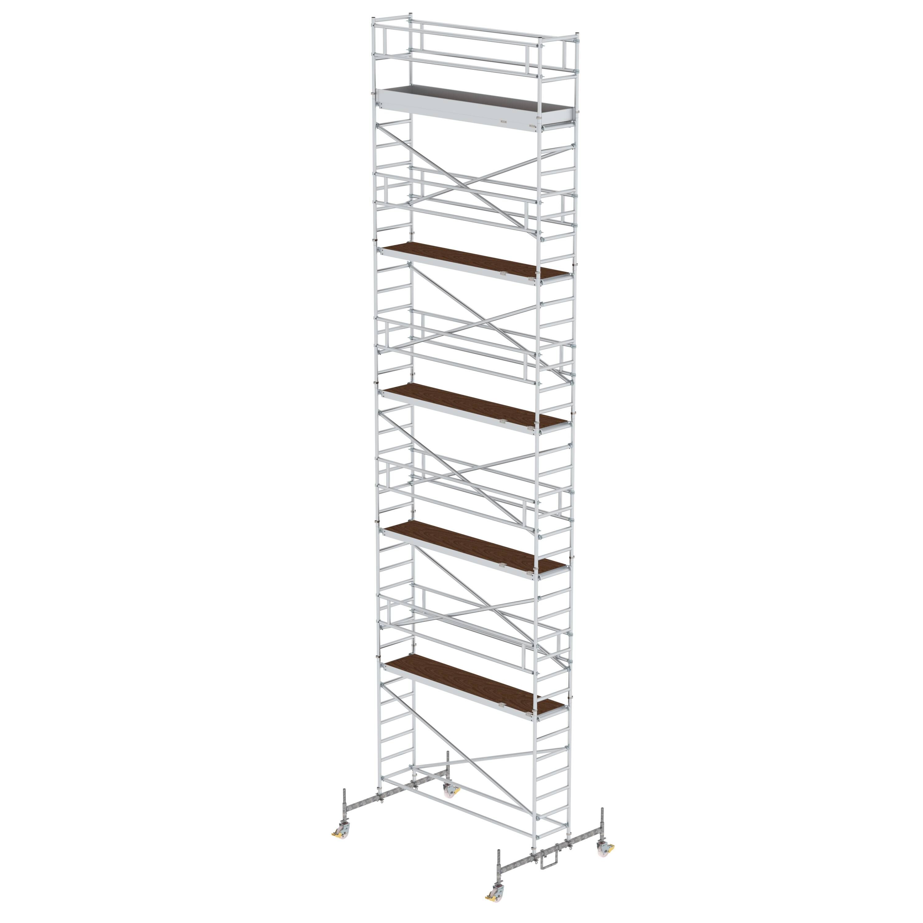 Rollgerüst 0,75 x 3,0 m mit Fahrbalken Plattformhöhe 10,45 m Arbeitshöhe bis ca. 12,50 m, Gerüstgröße 0,75 m x 3,00 m