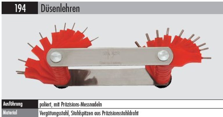 Düsenlehre 194- 16M      1,50-3,00 MM Präzisions-Messnadeln